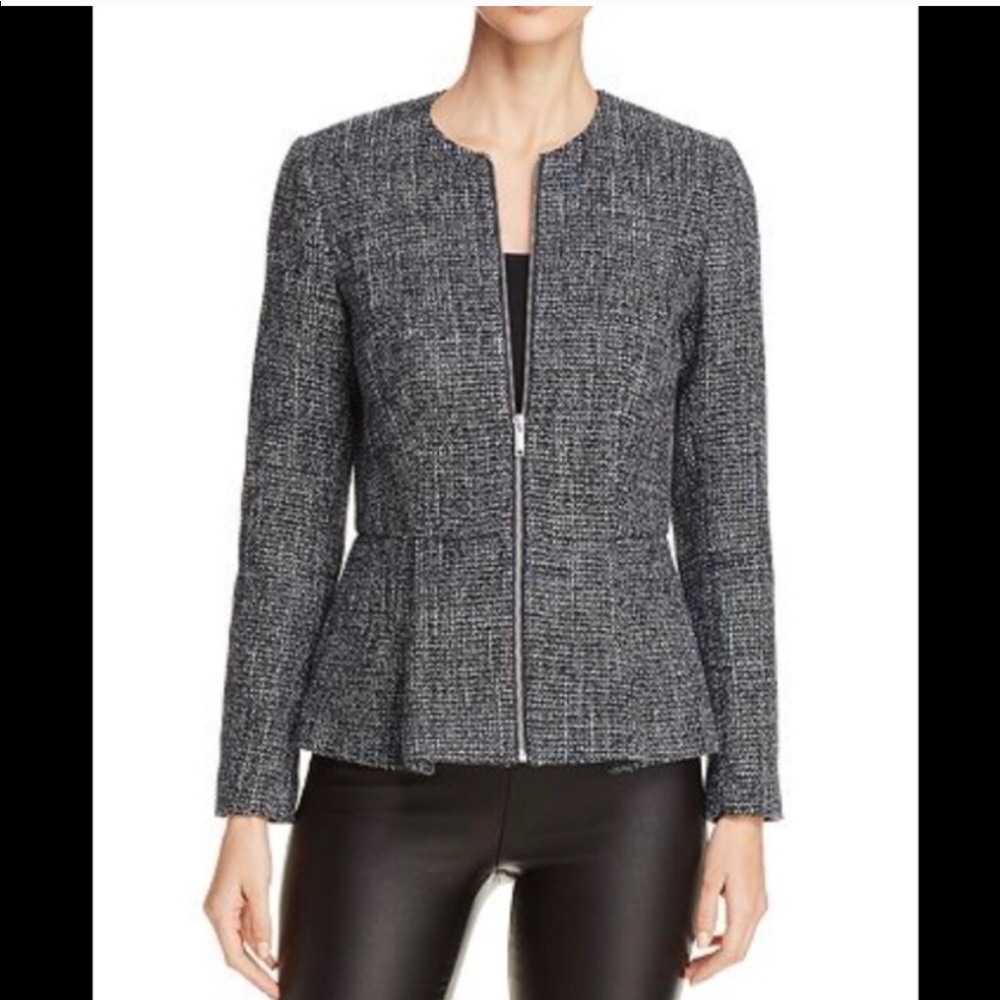 Donna Karan Peplum Black Label Metallic  Jacket